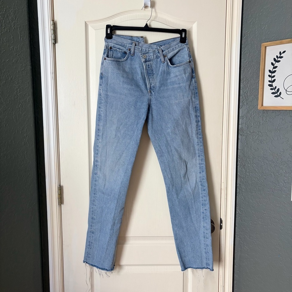 AGOLDE Criss Cross Straight Denim Jeans, Dimension, 26 - Picture 3 of 14